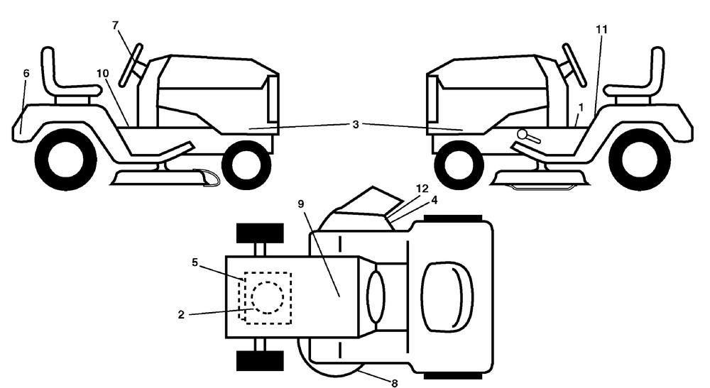 Decals Group (7800738decal) Diagram and Parts List for 7800738-96042010400 2011 Briggs and Stratton Lawn Tractor